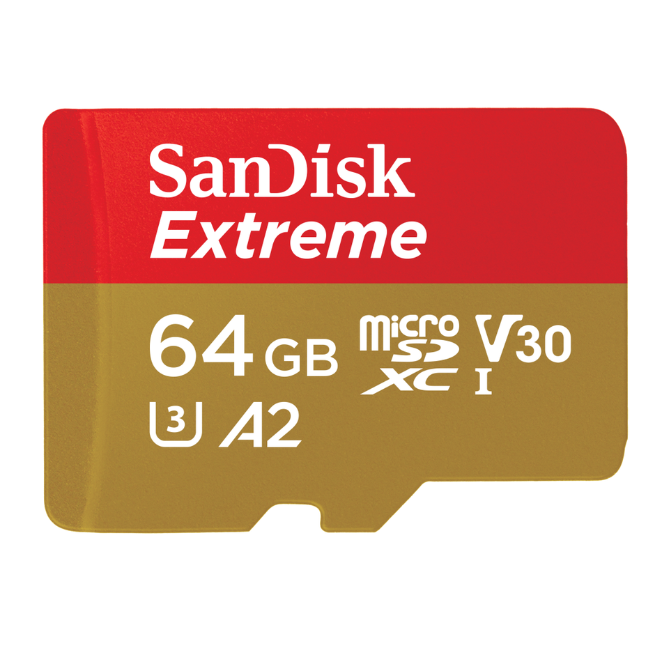 SanDisk Extreme R170/W80 microSDXC 64GB Kit, UHS-I U3, A2, Class 10