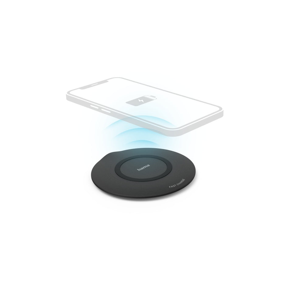 Hama Wireless Charger "QI-FC15", 15 W, kabelloses Smartphone-Ladepad, Schwarz