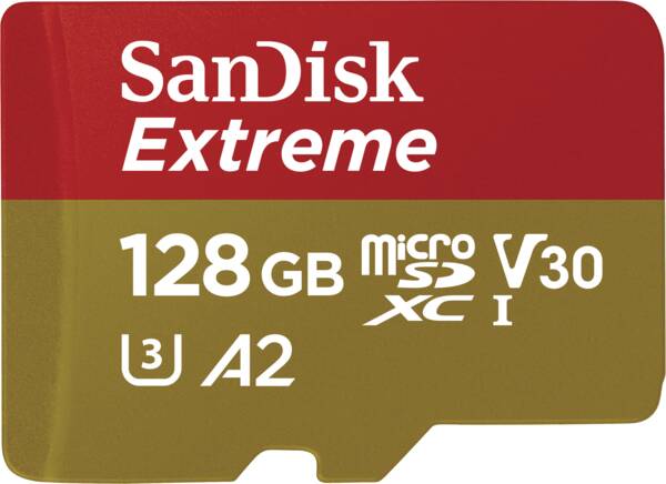 Extreme microSDXC 128GB 190MB/s A2 C10 V30 UHS + SD Adapter ( SDSQXAA-128G-GN6MA)