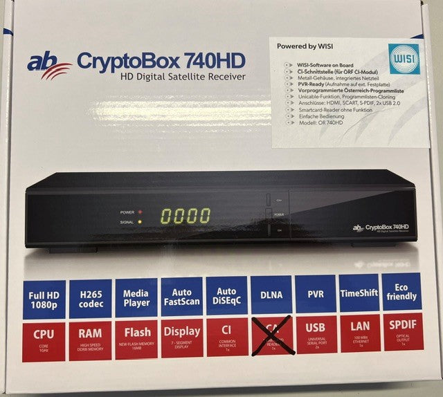 WISI OR740 HD-DVB-S2 Receiver mit CI-Einschub (ohne ORF -Modul )