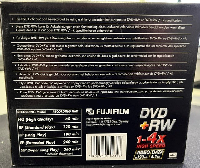 FUJIFILM DVD +RW Rohlinge (Video SP120 min / DATA 4,7 GB )
