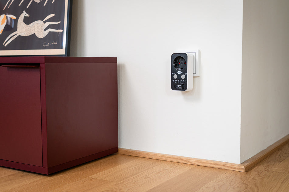 Countdown Timer-Steckdose mit USB A und USB C für die Verwendung im Innenbereich (Timer mit integrierter LED Anzeige, Countdown in 7 Stufen einstellbar, mit erhöhtem Berührungsschutz)