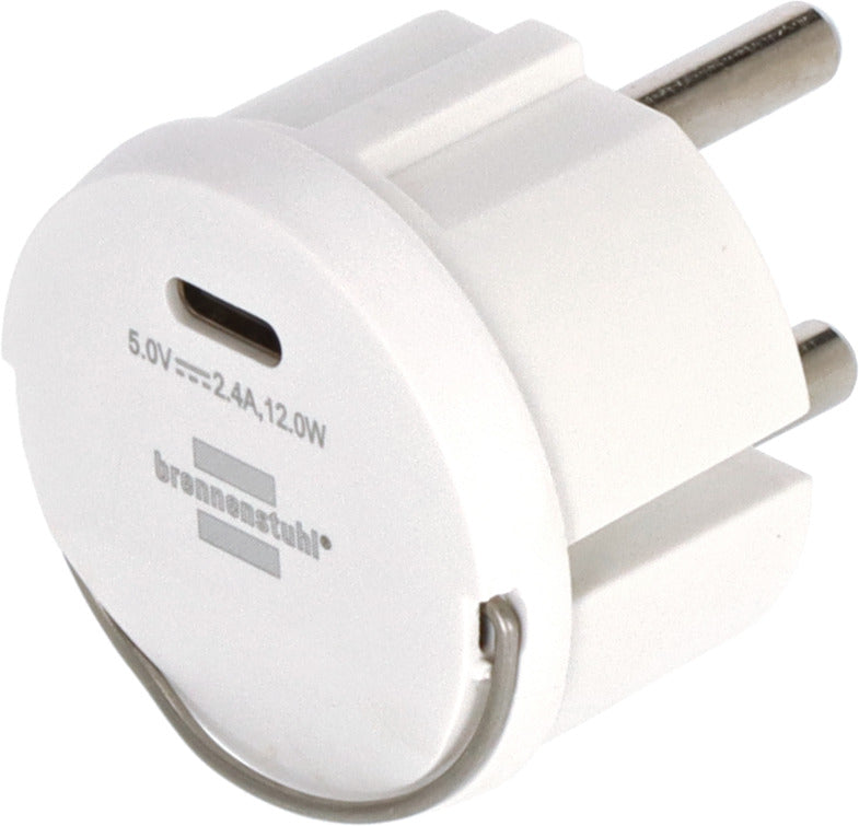 USB C Steckdosenadapter (zum Einstecken in ein Steckdosennest, 2,4A, kompatibel mit Brennenstuhl IP44 Steckdosen und Kabeltrommeln)