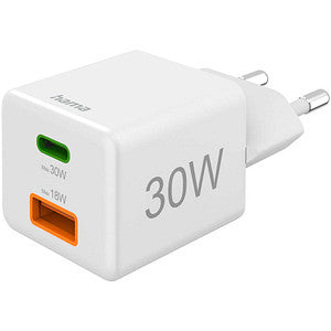 Hama Schnellladegerät, USB-C, A, Mini-Ladegerät, 30 W, Weiß